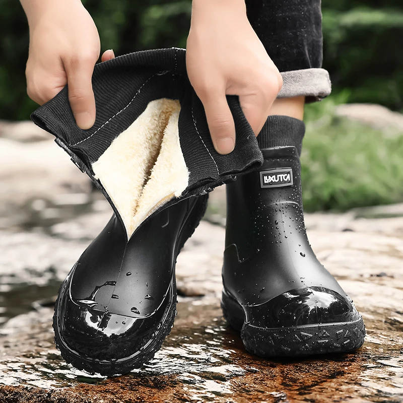 Fishing Socks - Men Winter Waterproof Rain Boots Fleece