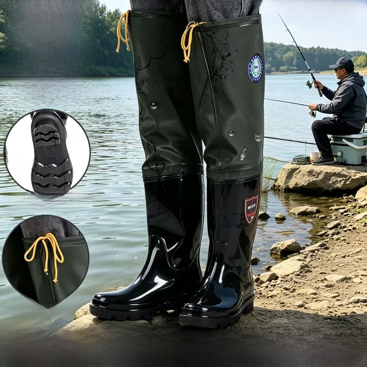 Fishing Pants Waterproof - Thickened Over-Knee Rain Boots Men's High-Tube
