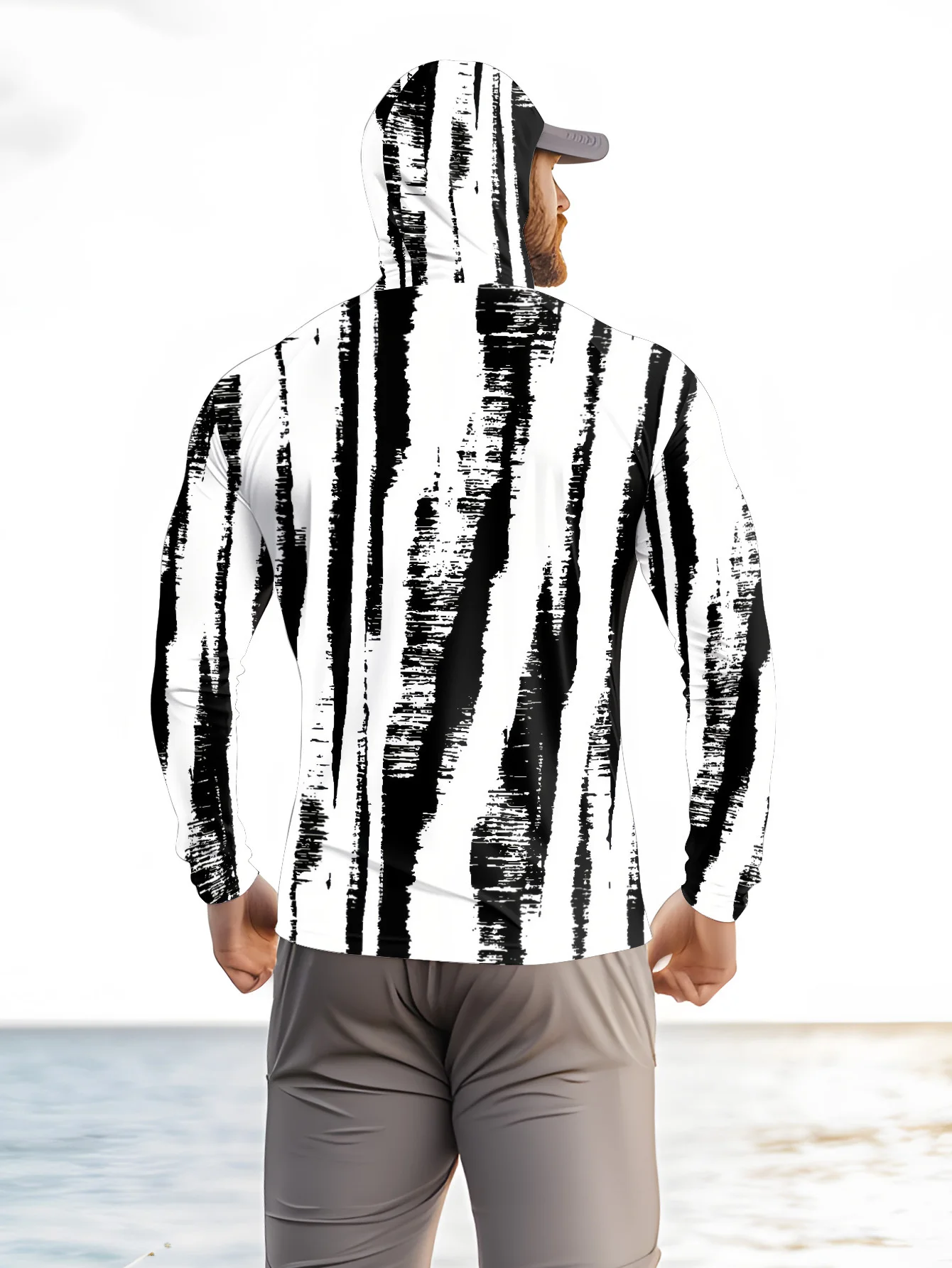 Men Black‑White Stripe Fishing - Fishing Mask Sun Protection review and price