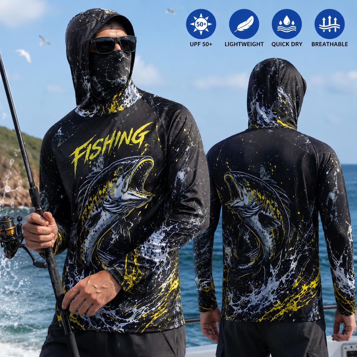 Quick Dry Breathable Men Fishi - Fishing Hoodie review and price